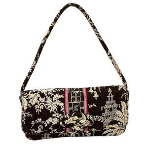 Vera Bradley Imperial Toile Knot Handbag Flap Purse Brown Quilted Handbag Bag